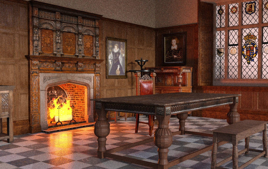 Tudor interior with table by dazinbane on DeviantArt