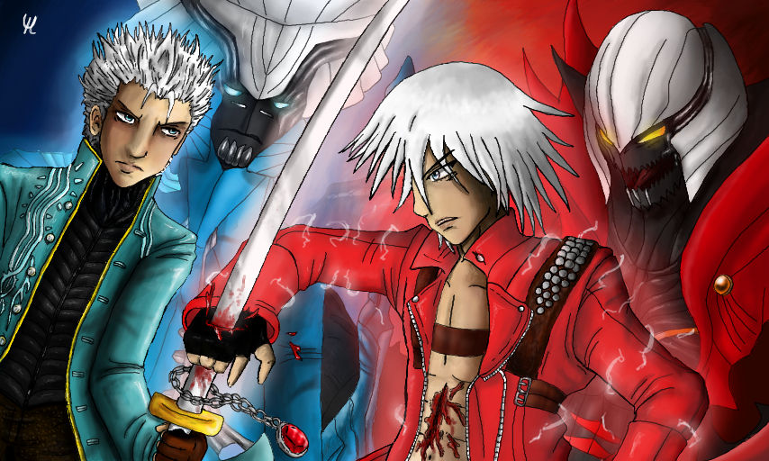 Данте против. Vergil DMC 3 Yamato. Dante and Vergil DMC 3. Dante vs Vergil DMC 3. DMC Vergil Art.