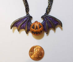 Winged Jack 'o Lantern Pendant V.2