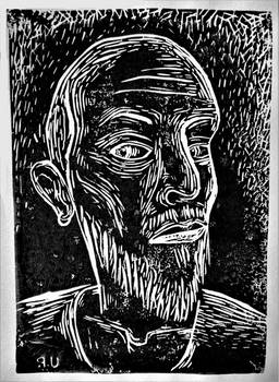 Self-portrait Linoleum cut graphics