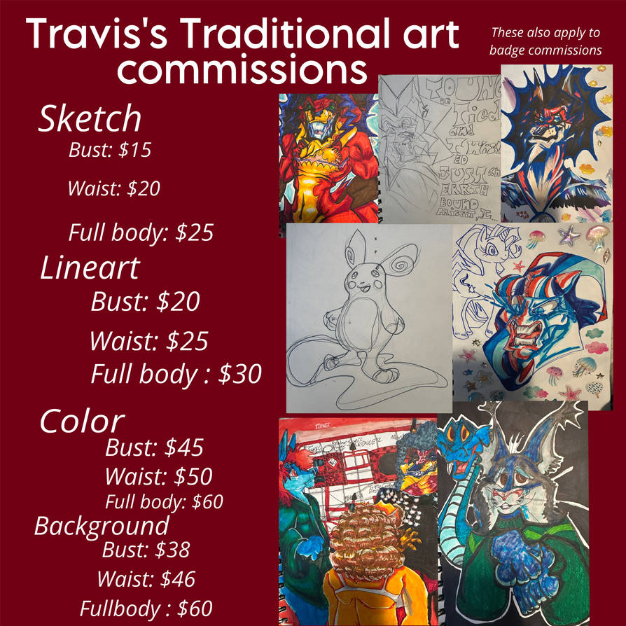 Traditional art commissions prices