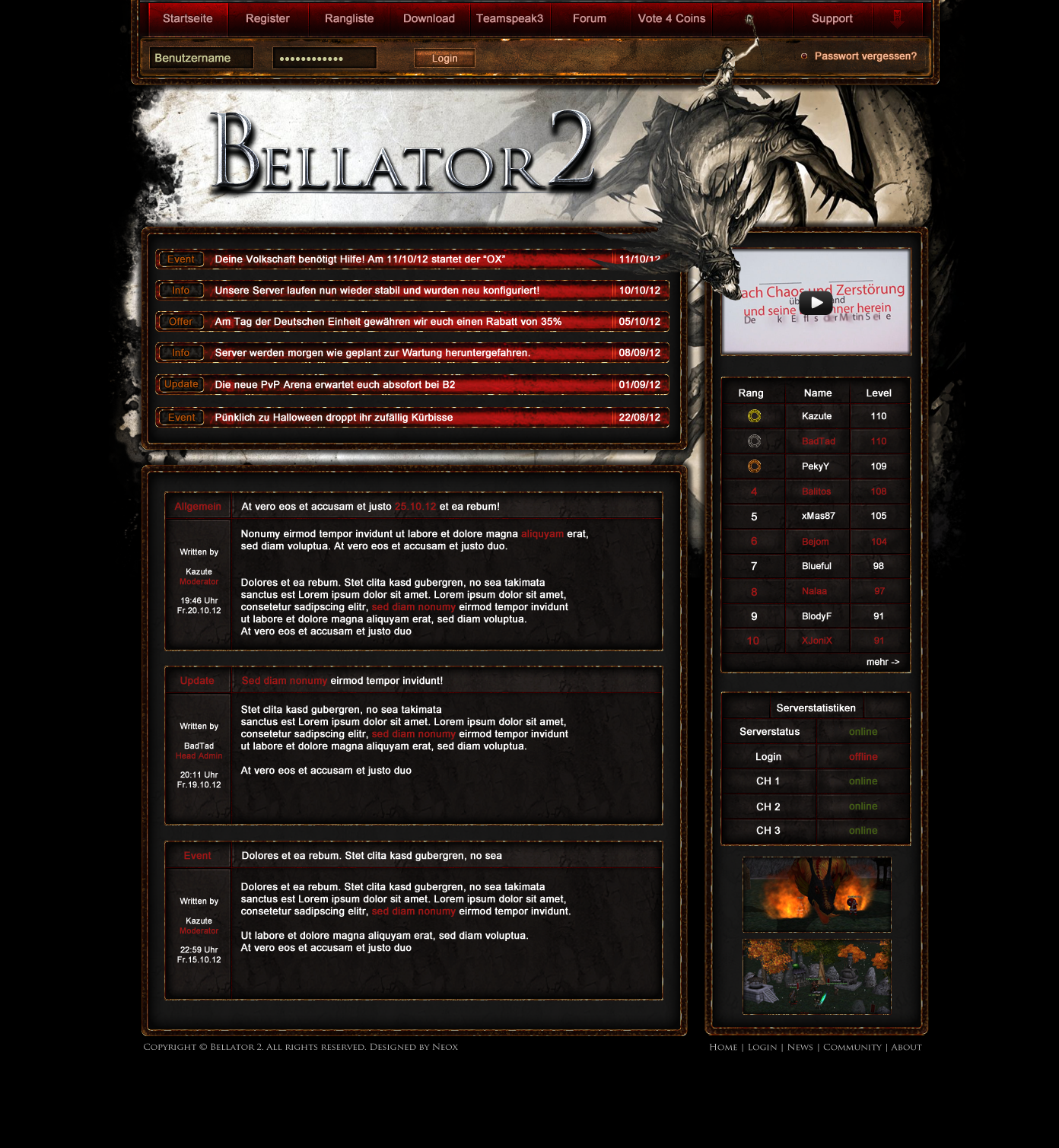 Bellator 2 Webdesign