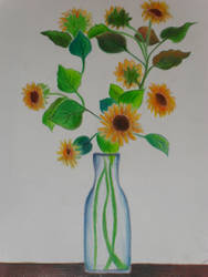 vase of sunflowers