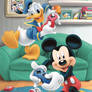 Mickey Mouse and Donald Duck play video games