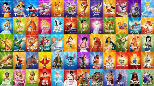Disney animated classic movies collage