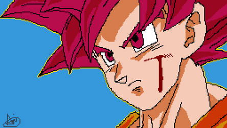 Pixel Art- Super Saiyan God Goku