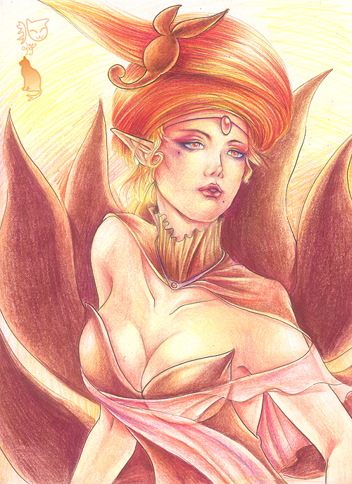 Meloia the dancing form's Gijinka in color pencil