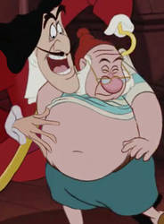 Hook's hand on Smee's belly