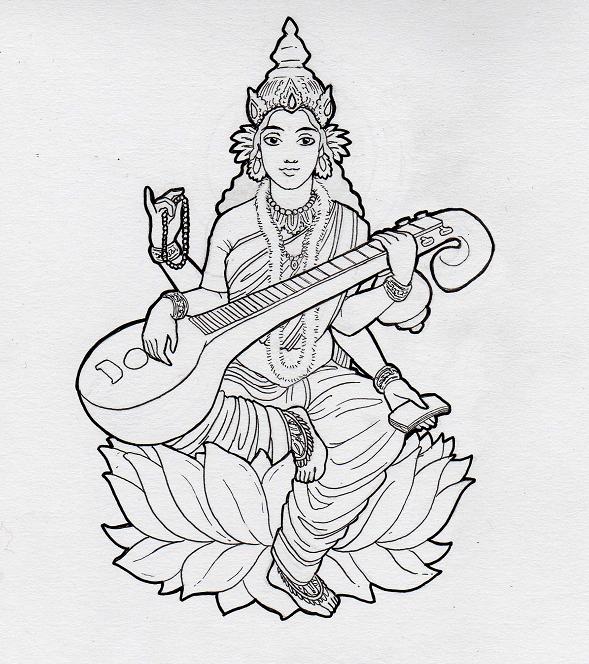 Saraswati - inked