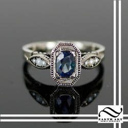 Sapphire and Pearl Art Deco Ring