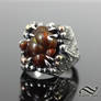 Fire agate in sand cast ring