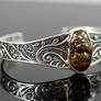 Deer Creek Fire agate Cuff in silver and 14k