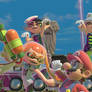 Mario,Inkling Girl and Squids sisters