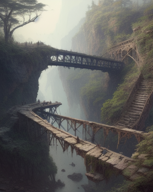 Rickety 2 - Old rickety bridge extending across a large ra by icedragon4u on ...