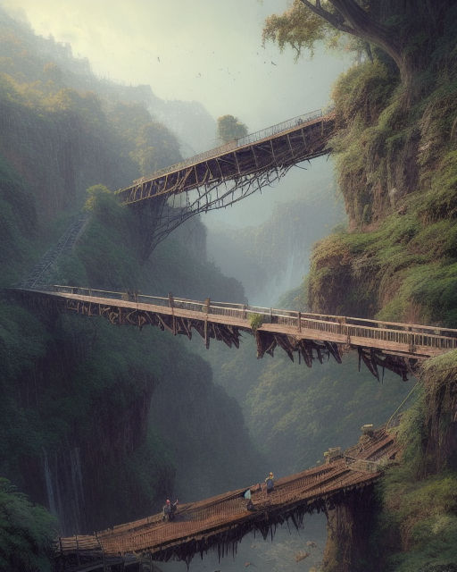 Extending Bridge 3 - Old rickety bridge extending across a large ra by icedragon4u on ...