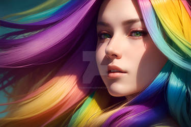 Beautiful Woman with Rainbow Hair