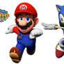 mario(me) and sonic tokyo 2020 render