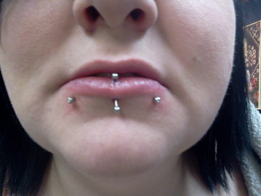 Snakebites and vertical labret piercings by BrittenJohnson on DeviantArt