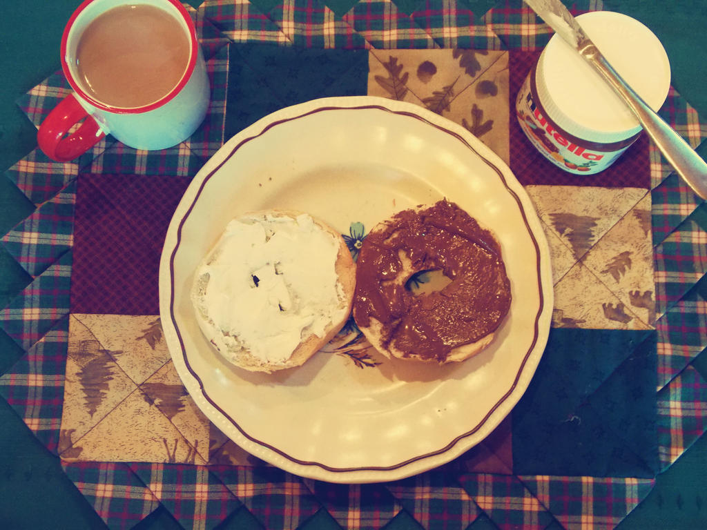 Week 14- bagel with nutella and cream cheese