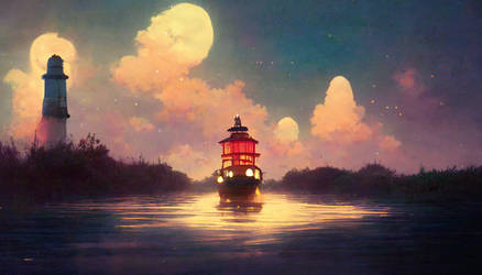 Midjourney Twilight Boat