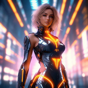 Hermosa chica en traje Cyberpunk