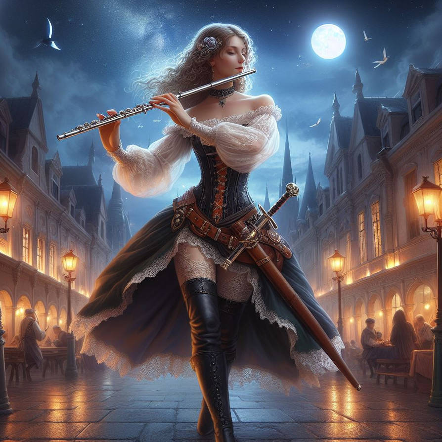 Bard woman performing on flute by EDESI on DeviantArt