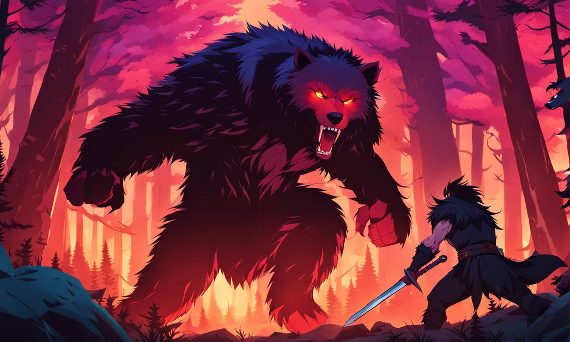 In anime style, Confrontation with a werebear by EDESI on DeviantArt