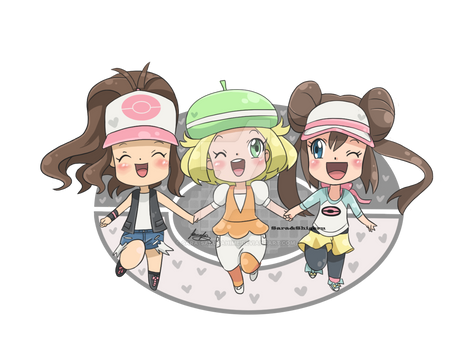 chibi BW pokegirls by sara