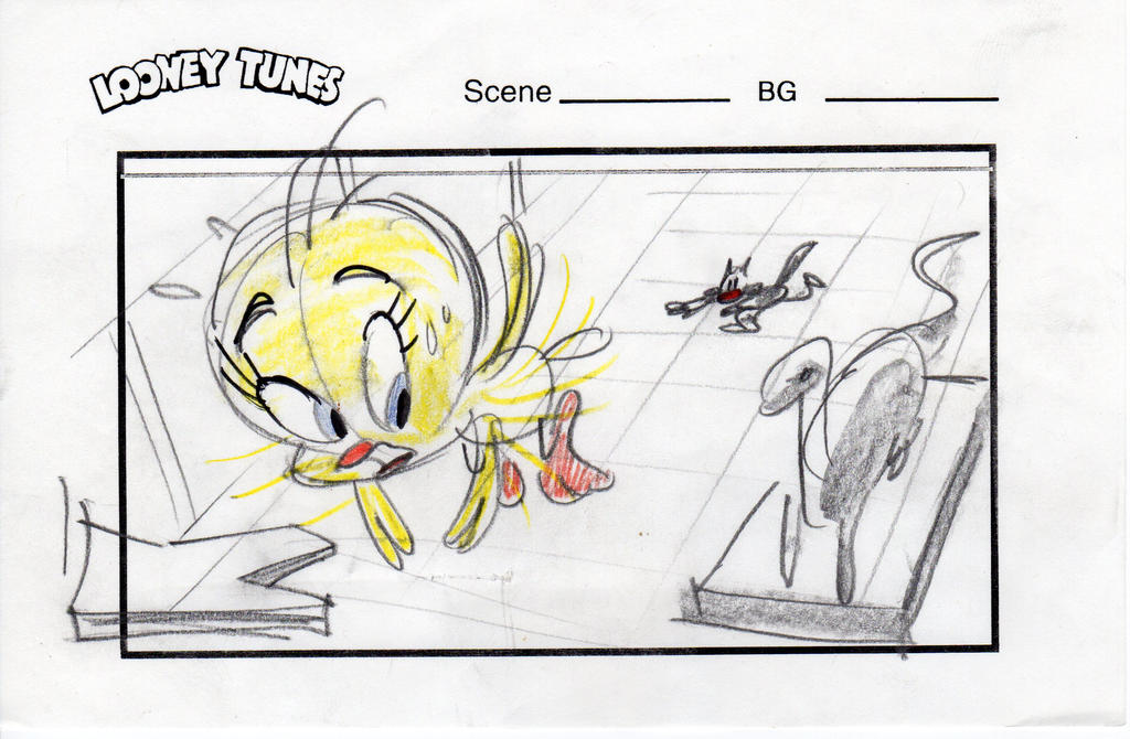 Looney Tunes Storyboard: Tweety in Museum Scream