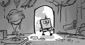 SpongeBob enters his ruined house