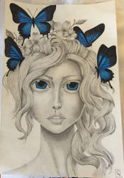 Blue butterfly girl