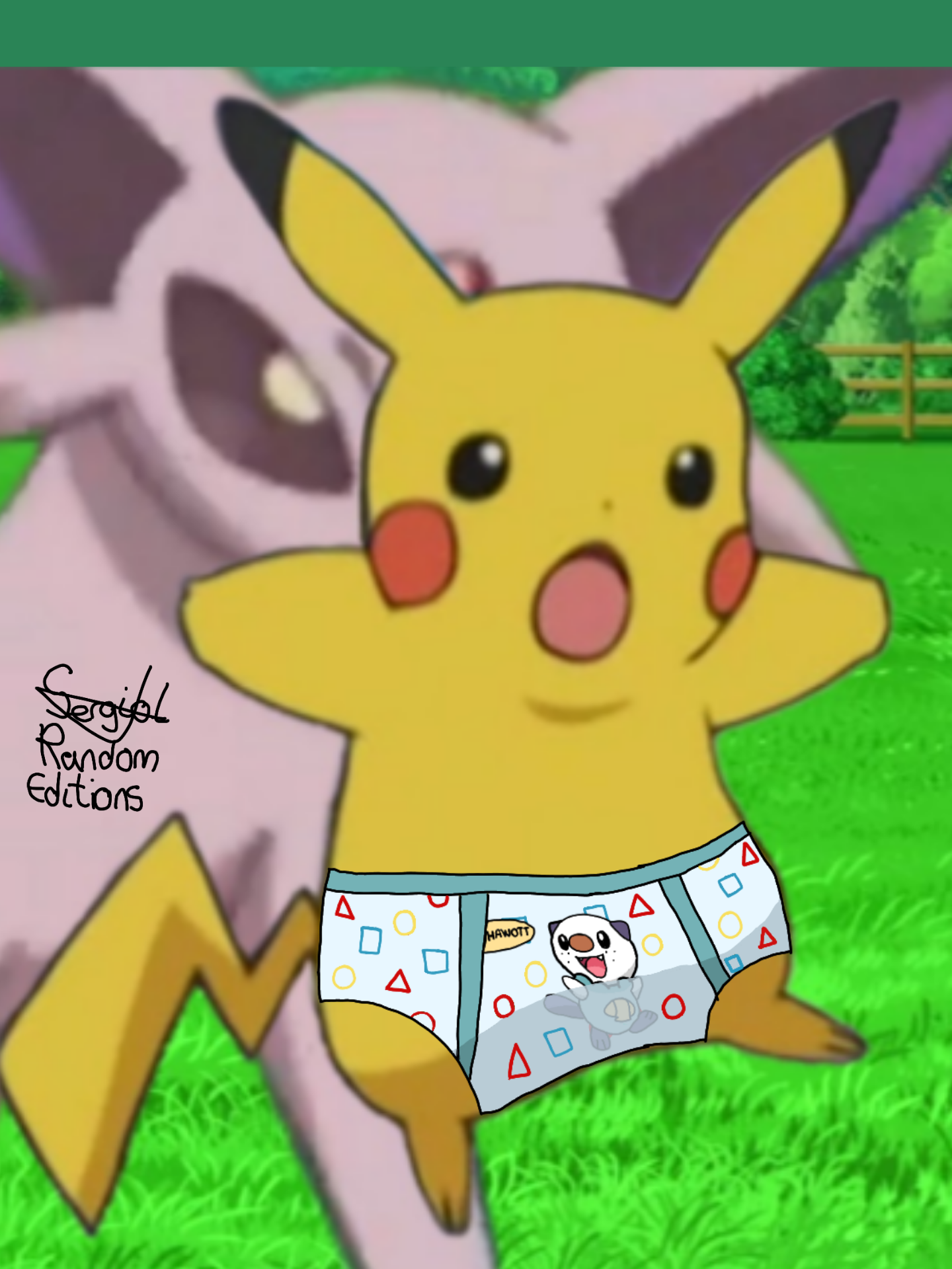 Pikachu with New Oshawott Briefs [Edition] by SERGIBLUEBIRD16 on