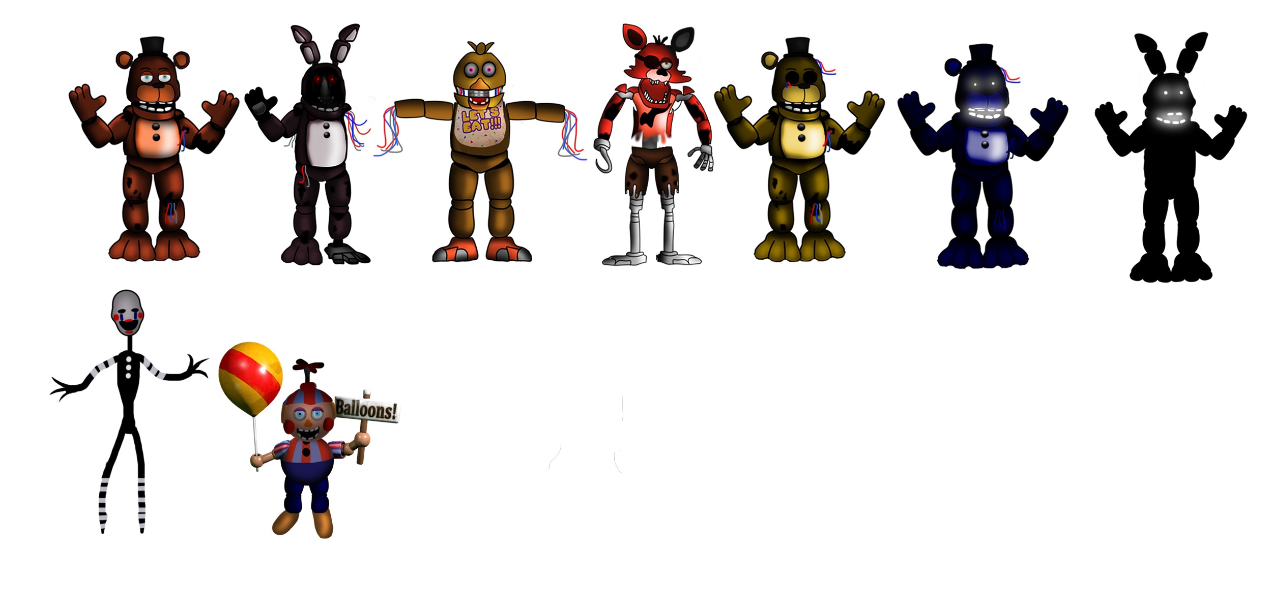 Fnaf 6-All animatronics by Diegopegaso87 on DeviantArt