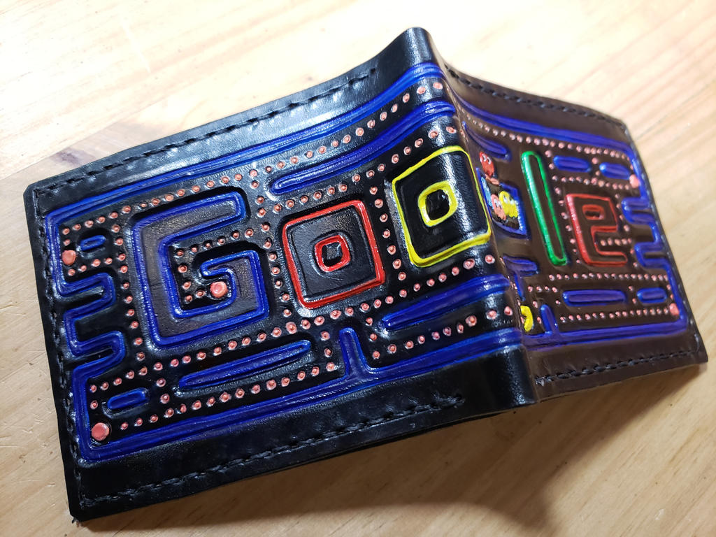 Google Pacman leather wallet by Bubblypies on DeviantArt