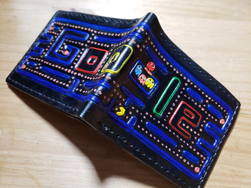 Google Pacman leather wallet 2 by Bubblypies on DeviantArt