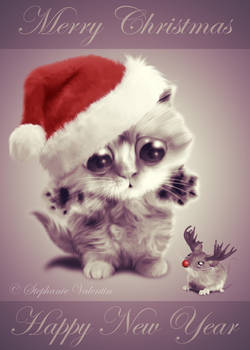 Merry Christmas and Happy New Year Cat and Mouse