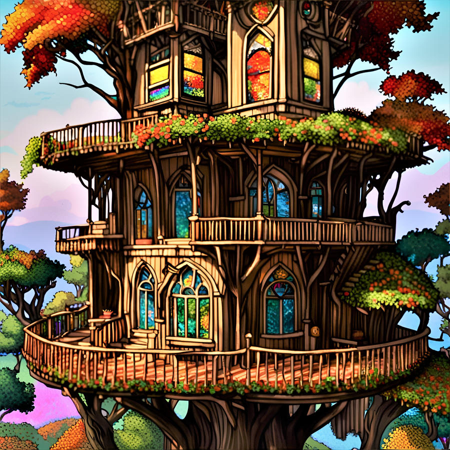 Stained glass edition treehouse by Epigeus on DeviantArt