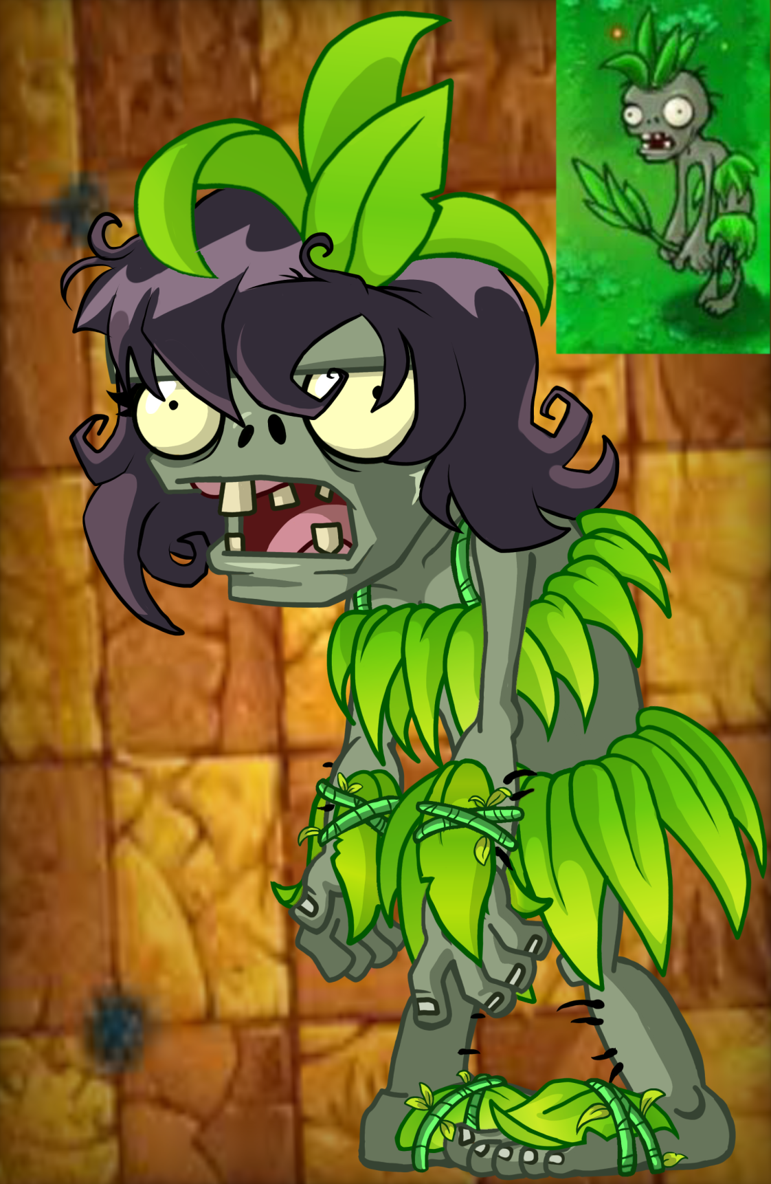 Plants vs. Zombies 2 (2010) Grass Skirt Zombie by CoFyComics on DeviantArt