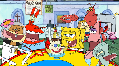 SpongeBob's Friends has eating an ice cream