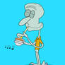 Squidward's playing the new clarinet