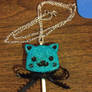 COMMISSION Turquoise Kitty Lollipop Necklace