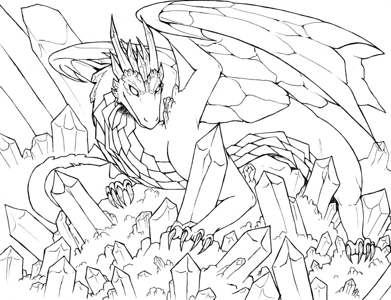 Crystal Dragon Lineart