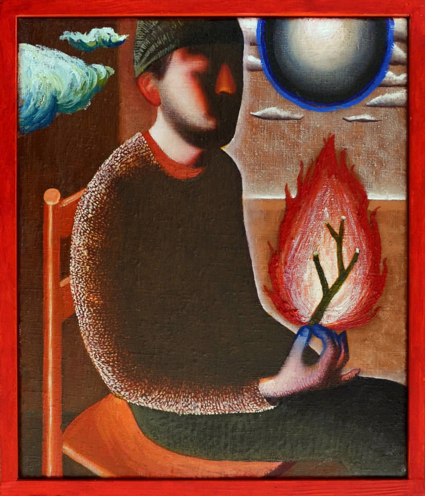 Selfportrait with fire II