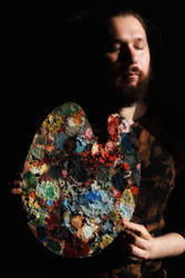 self-portrait with a painting palette