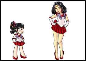 Jade Chan and Vanellope von Shweetz as Sailor Mars