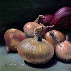 Still Life With Red And Yellow Onions