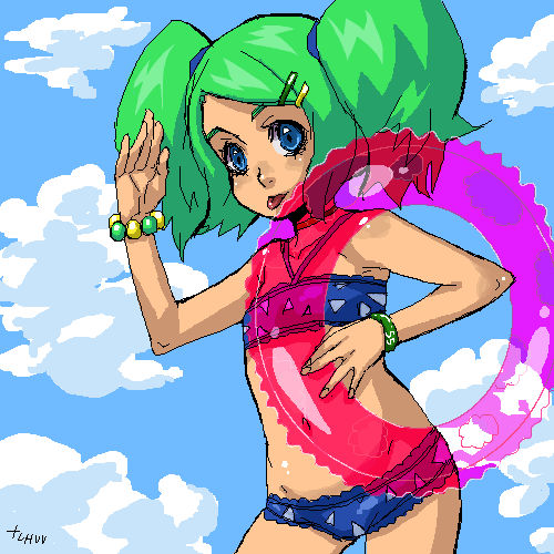 oekaki-beach green haired girl