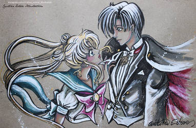 Sketch color Usagi x Mamoru -  Fanart Sailor Moon by CrisEsHer