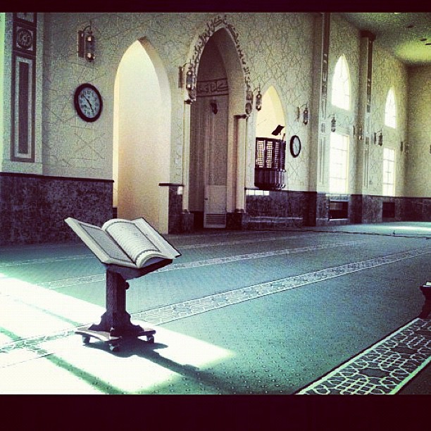 Muslims inside the mosque