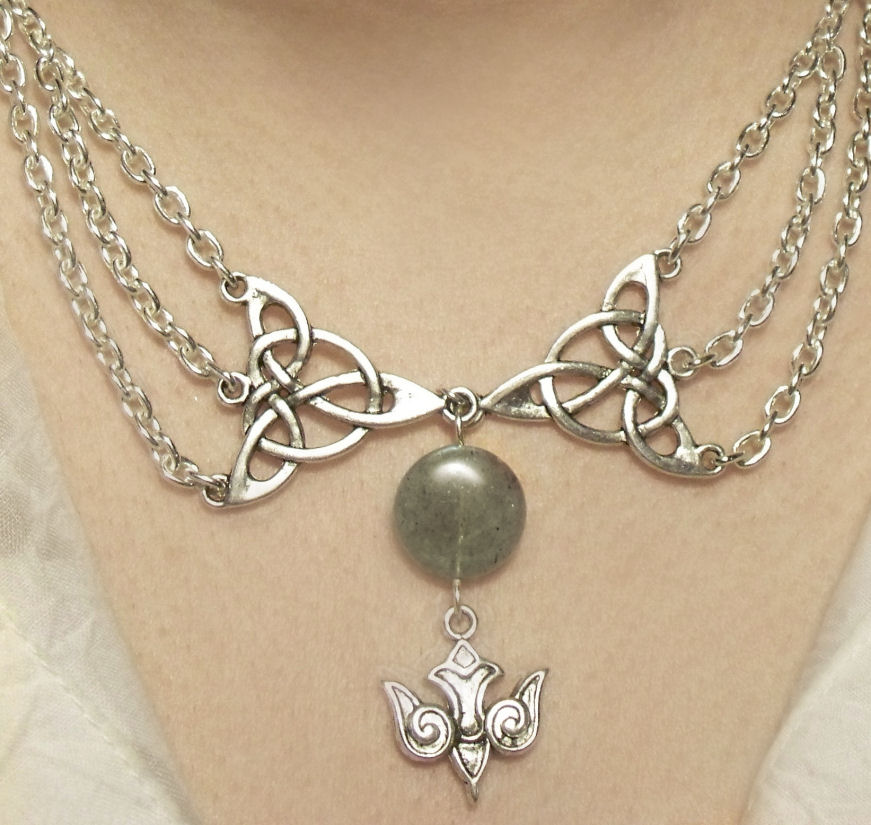 Triple Goddess moon necklace